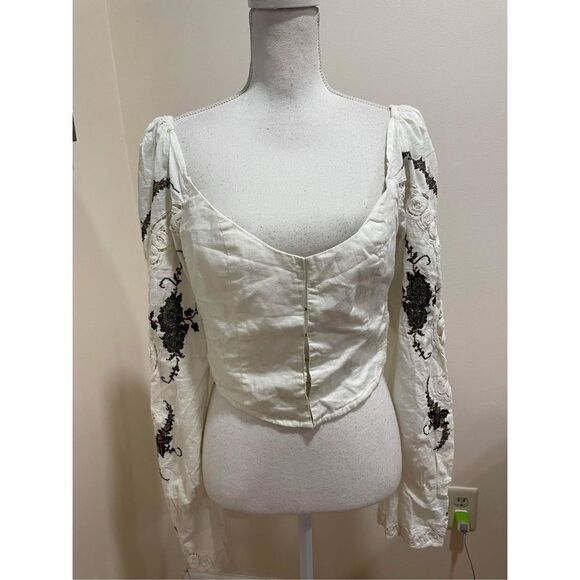 Free People Delia Embroidered Top Size M - Picture 2 of 5